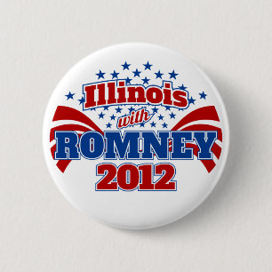 Badge Rond 5 Cm L'Illinois avec Romney 2012
