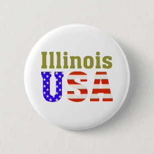 Badge Rond 5 Cm L'Illinois Etats-Unis !