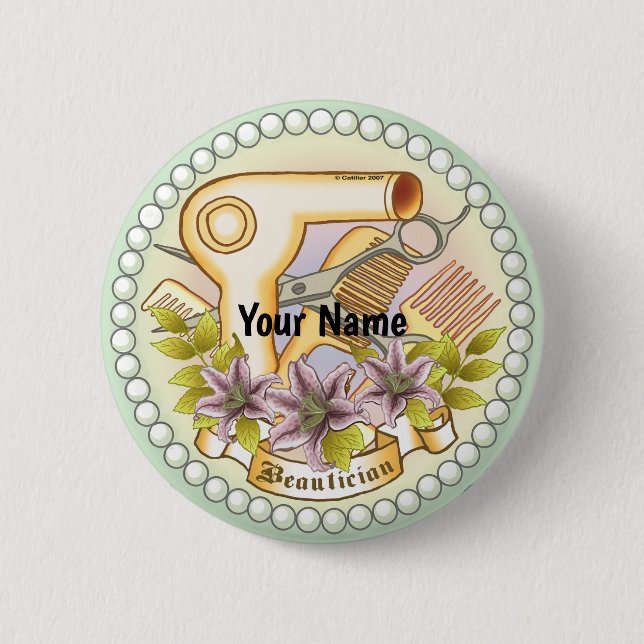 Badge Rond 5 Cm Lily Pearl épingle de beauté (Devant)
