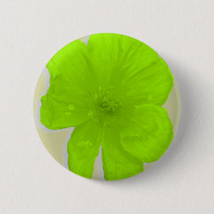 Badge Rond 5 Cm Lime électrique / Fleur PopArt