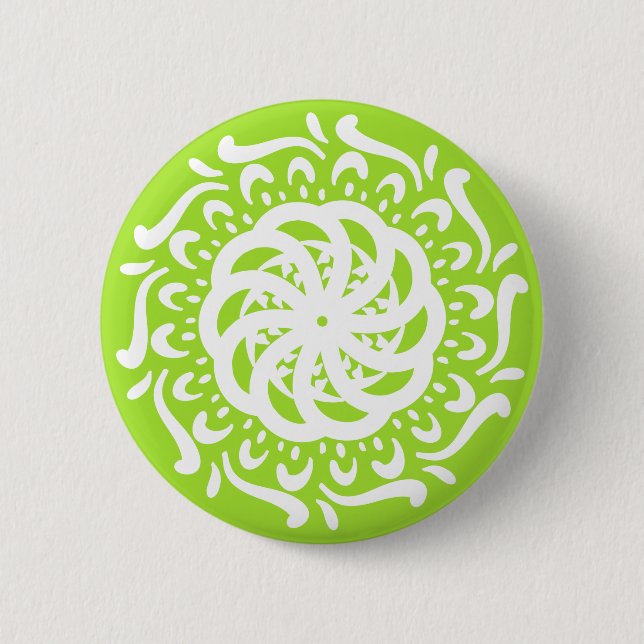 Badge Rond 5 Cm Lime Mandala (Devant)