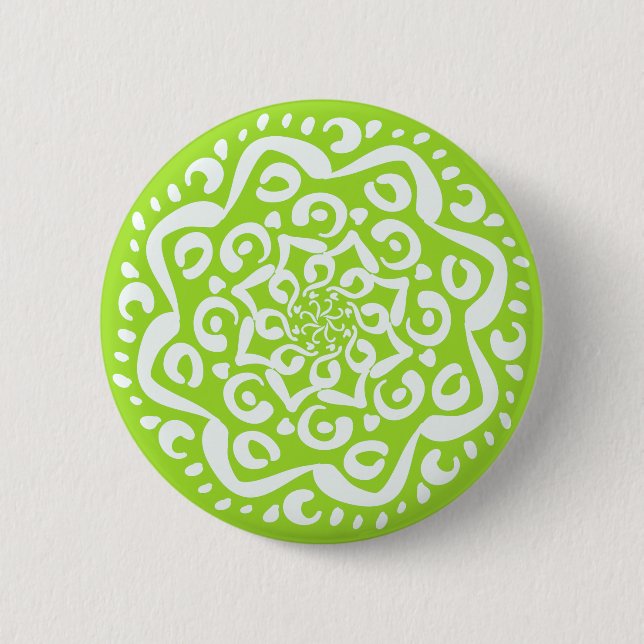 Badge Rond 5 Cm Lime Mandala (Devant)