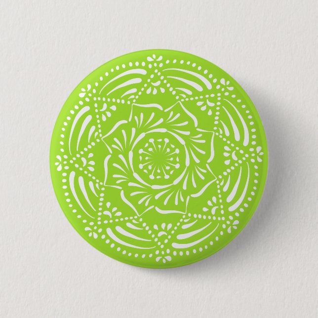 Badge Rond 5 Cm Lime Mandala (Devant)