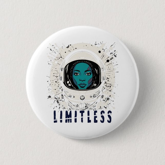 Badge Rond 5 Cm Limitless Space Girl – Futuristic Cosmic Button (Devant)