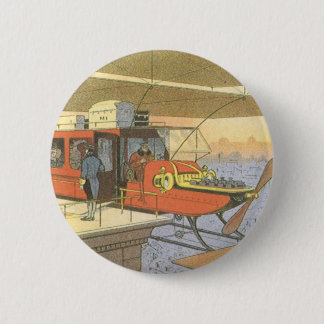 Badge Rond 5 Cm Limousine Hélicoptère Avion Science-Fiction Vintag