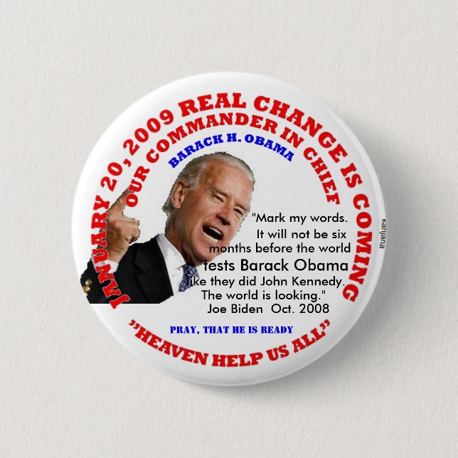 BADGE ROND 5 CM L'INAUGURATION, MONDE EXAMINERA OBAMA (Devant)