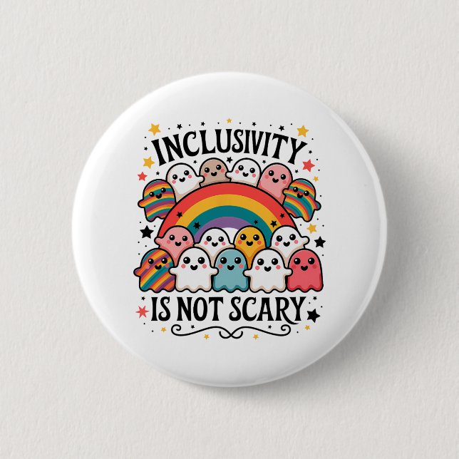 Badge Rond 5 Cm L'Inclusivité N'Est Pas Effrayant - Accueil Ghost  (Devant)