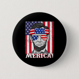 Badge Rond 5 Cm Lincoln 4 juillet Merica American Flag Boys Kids