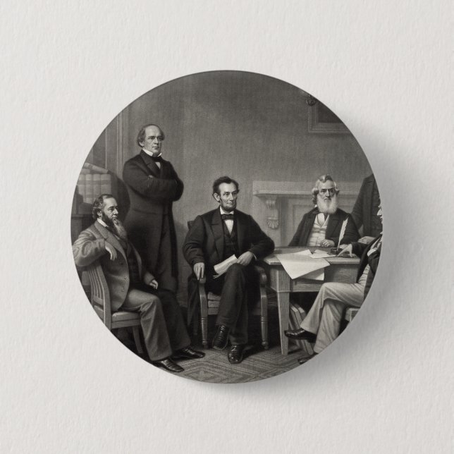Badge Rond 5 Cm Lincoln Lecture de la proclamation d'émancipation (Devant)