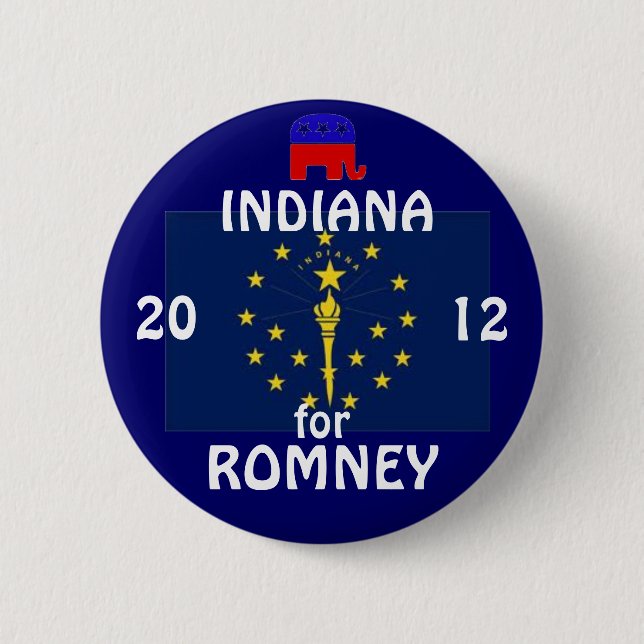 Badge Rond 5 Cm L'Indiana pour Romney 2012 (Devant)