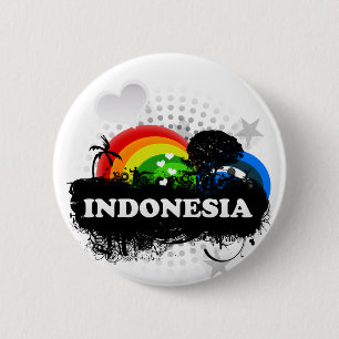 Badge Rond 5 Cm L'Indonésie fruitée mignonne