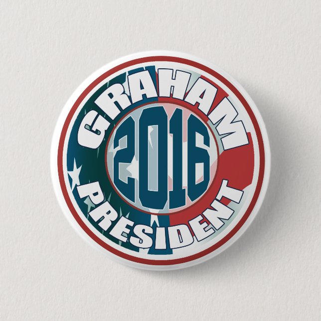 Badge Rond 5 Cm Lindsey Graham pour le président en 2016 (Devant)