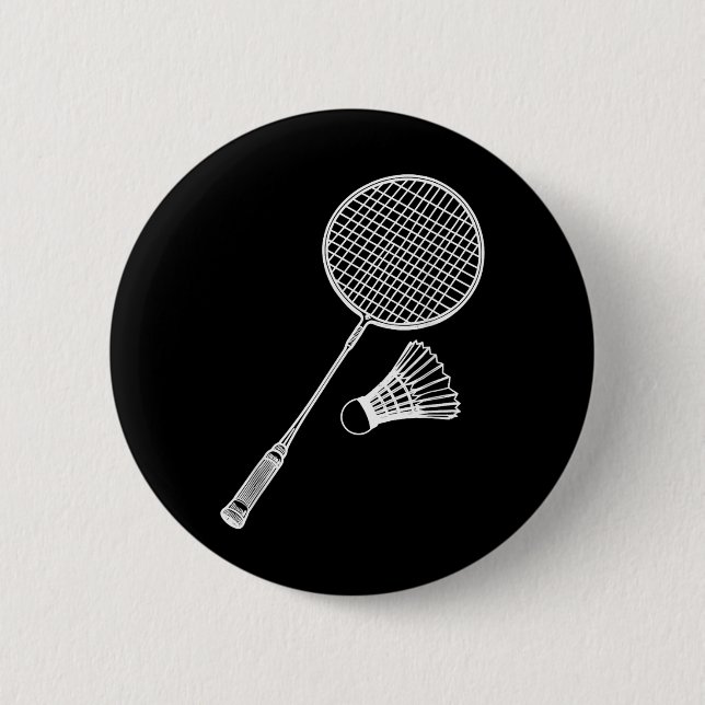 Badge Rond 5 Cm Line Art Badminton Player Shutter Badmintoner (Devant)