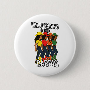 Badge Rond 5 Cm Line Dancing Cardio Black Women Dancers Cowboy Boo