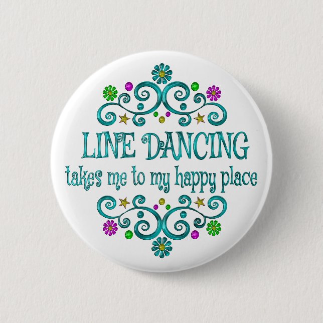 Badge Rond 5 Cm Line Dancing Happy Place (Devant)