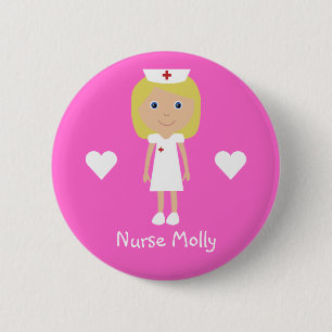 Badge Rond 5 Cm L'infirmière et les coeurs mignons de bande