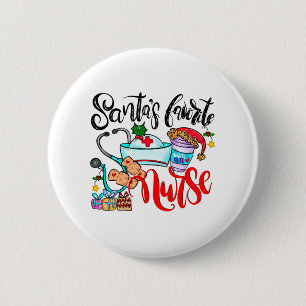 Badge Rond 5 Cm L'infirmière préférée de père Noël