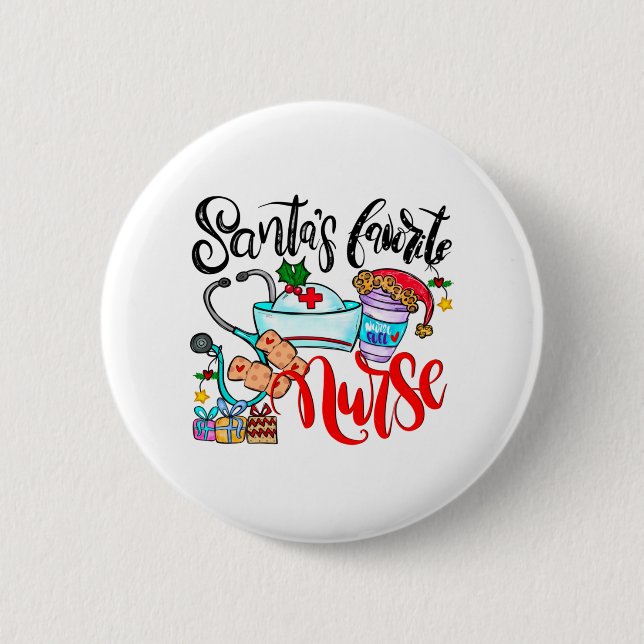 Badge Rond 5 Cm L'infirmière préférée de père Noël (Devant)
