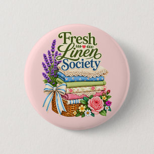 Badge Rond 5 Cm Linge de maison floral à la lavande Cottagecore