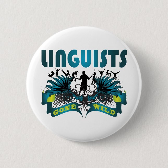 Badge Rond 5 Cm Linguistes fous (Devant)