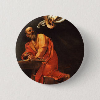 Badge Rond 5 Cm L'inspiration de Saint Matthieu, Caravaggio