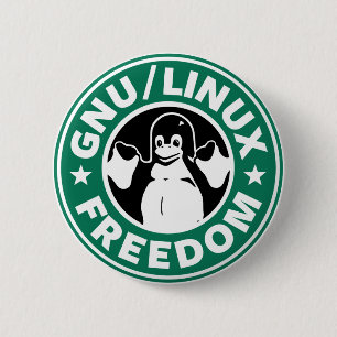 Badge Rond 5 Cm LINUX - GNU - Bouton LIBERTÉ