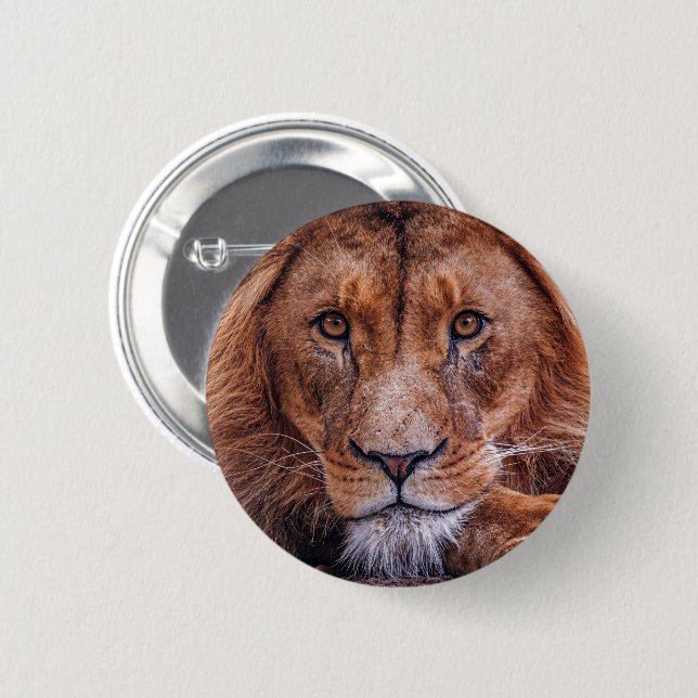 Badge Rond 5 Cm Lion africain (Devant & derrière)
