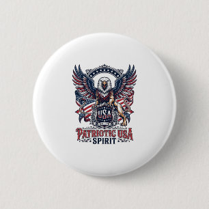 Badge Rond 5 Cm Lion Aigle Patriotique Hybride Animal Gardien Patr