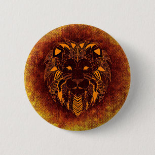 Badge Rond 5 Cm Lion animal sauvage abstrait