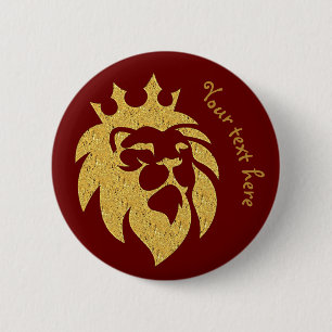 Badge Rond 5 Cm Lion Avec Couronne - Style Or 1
