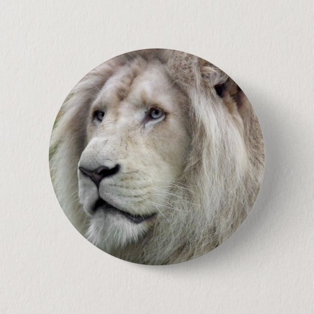 Badge Rond 5 Cm Lion blanc (Devant)