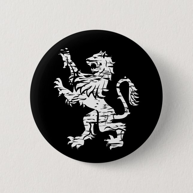 Badge Rond 5 Cm Lion blanc effréné - bouton (Devant)
