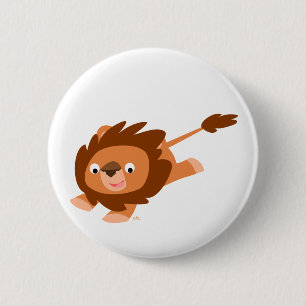 Badge Rond 5 Cm Lion caricature très animé