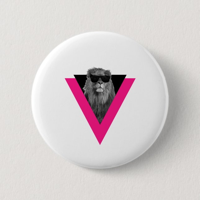 Badge Rond 5 Cm Lion cool (Devant)