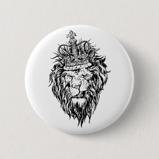 Badge Rond 5 Cm Lion dans la couronne