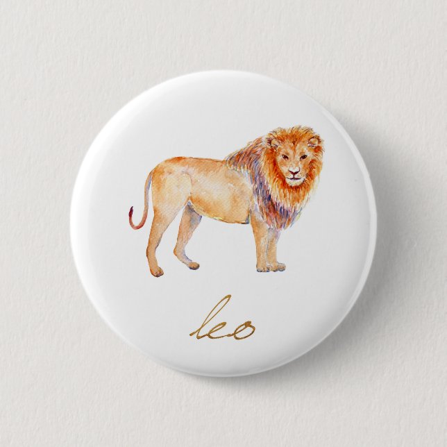 Badge Rond 5 Cm Lion d'aquarelle (Devant)