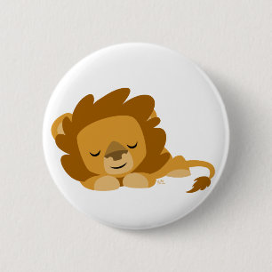 Badge Rond 5 Cm Lion de caricature dormant
