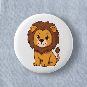 Badge Rond 5 Cm Lion de dessin animé mignon