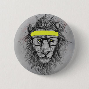 Badge Rond 5 Cm Lion de hippie