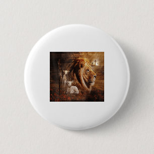Badge Rond 5 Cm Lion de Juda Agneau Dieu Croix Jésus Lumière Dieu