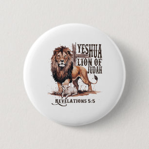 Badge Rond 5 Cm Lion De Juda Yeshua Jésus Bible Christi Religieux