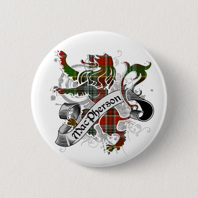 Badge Rond 5 Cm Lion de MacPherson Tartan (Devant)