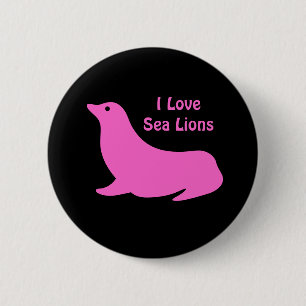 Badge Rond 5 Cm Lion de mer rose