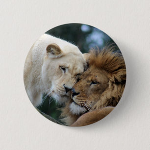 Badge Rond 5 Cm Lion et lionne