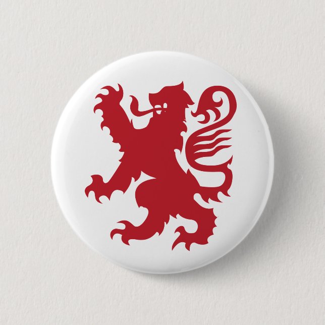 Badge Rond 5 Cm Lion héraldique rouge (Devant)