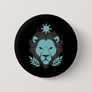 Badge Rond 5 Cm Lion Leo Halloween Zodiaque Horoscope Astrologie