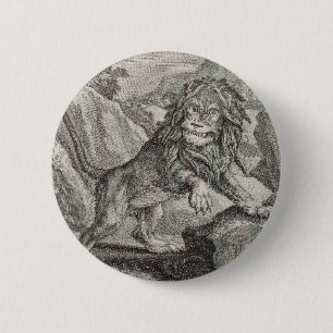 Badge Rond 5 Cm Lion mâle dans le parc national du Serengeti, Tanz