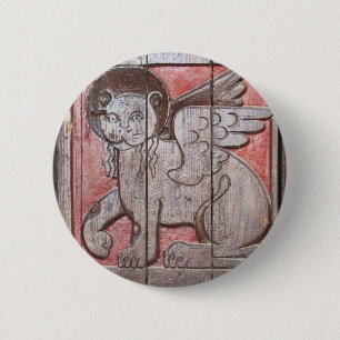 Badge Rond 5 Cm Lion mythologique médiéval - lion de marque de