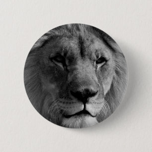 Badge Rond 5 Cm Lion noir et blanc