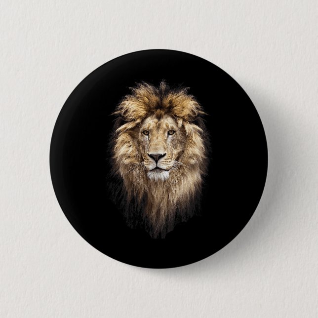 Badge Rond 5 Cm Lion Principal Animal Face Big Cat (Devant)